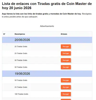 5 páginas que debes visitar si buscas tiradas gratis Coin Master 6 Trickopoly.com es otro habitual en la recopilación de links con tiradas gratis para Coin Master que no suele fallar.